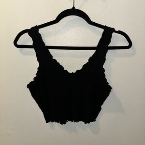 Black Scalloped Seam Tank